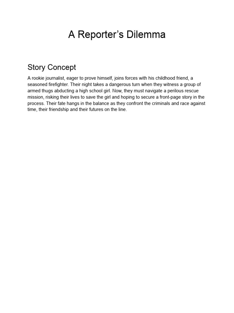 Story Concept - A Reporter's Dilemma | PDF