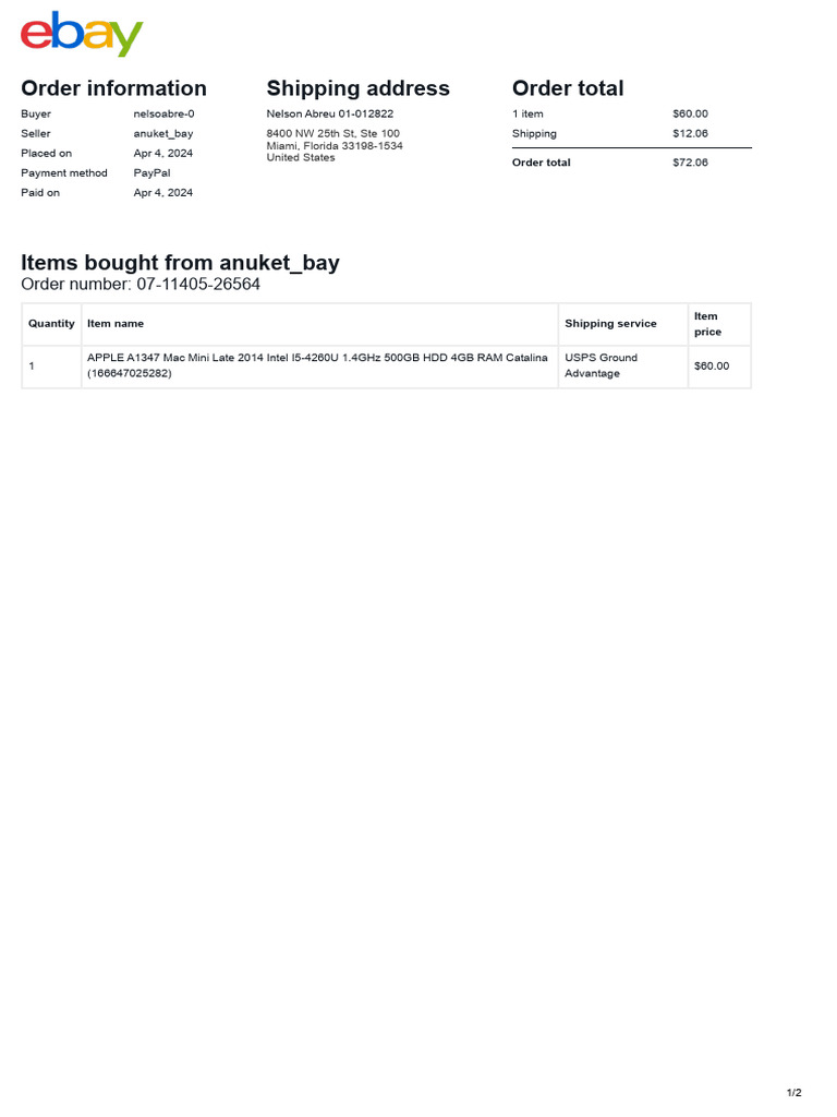 Order Information Shipping Address Order Total | PDF