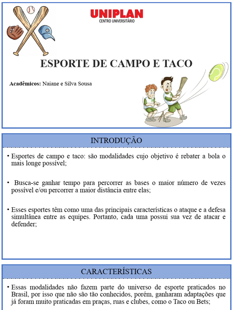 Esportes de Campo e Taco: Regras e Modalidades | PDF | Críquete | Esportes