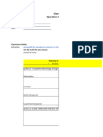 Worksheet Activity - Global Envrionment and Operations Stategy