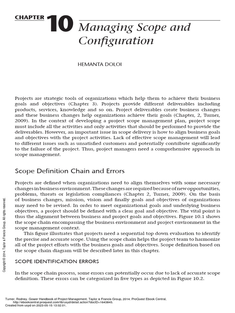 Chapter 10. Managing Scope and Configuration in Practice, in Turner, J ...