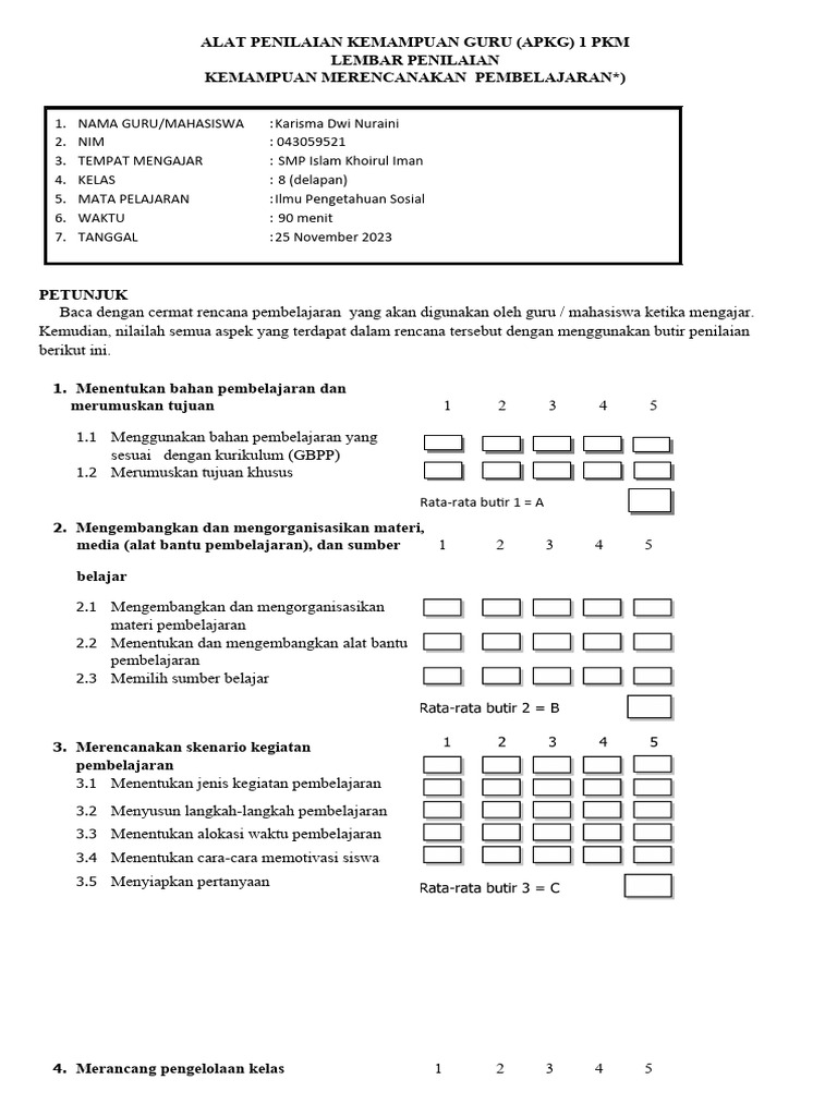 Contoh APKG 1 dan 2 untuk Guru | PDF | Karier & Perkembangan
