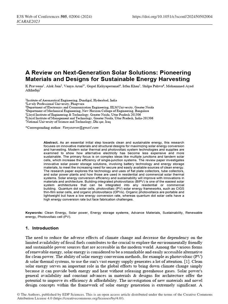 Next-Gen Solar Solutions Review | PDF | Solar Power | Solar Cell