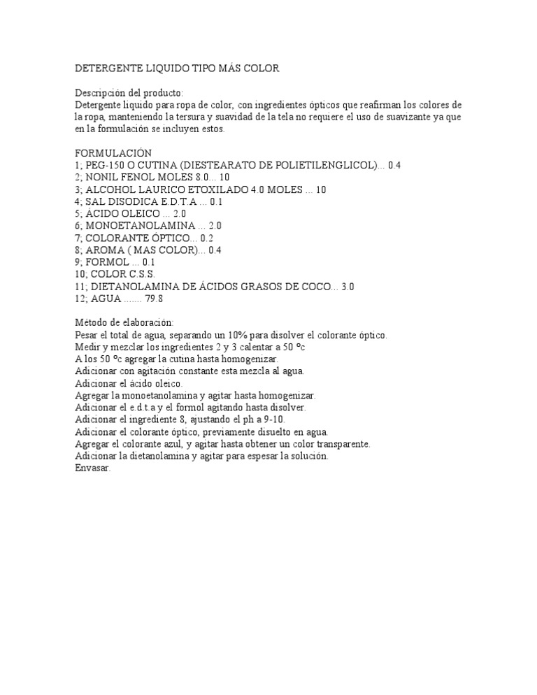 DETERGENTE LIQUIDO TIPO MÁS COLOR