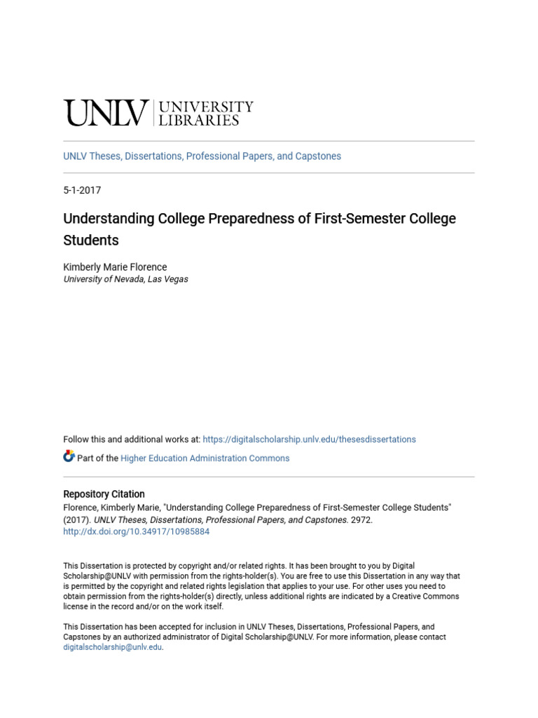 Understanding College Preparedness of First-Semester College Stud | PDF ...