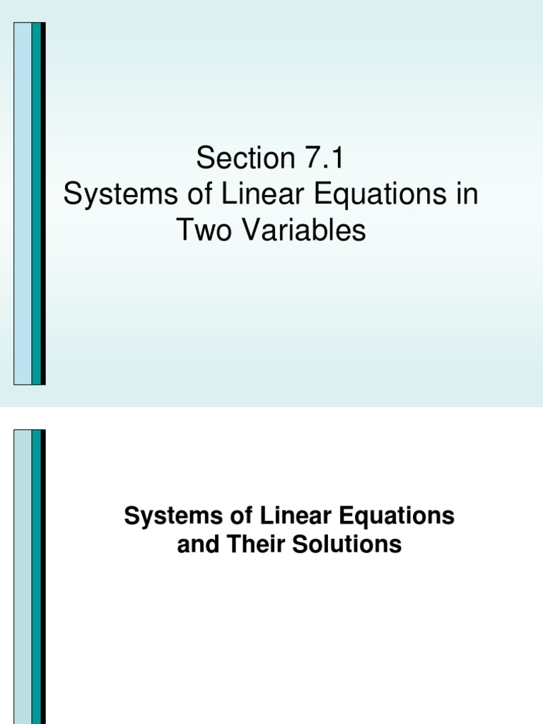 Section 7.1 Systems of Linear Equations in Two Variables | PDF | System ...