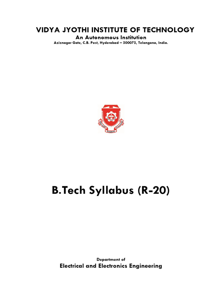 B.Tech Syllabus for EEE (R-20) | PDF | Course Credit | Engineering