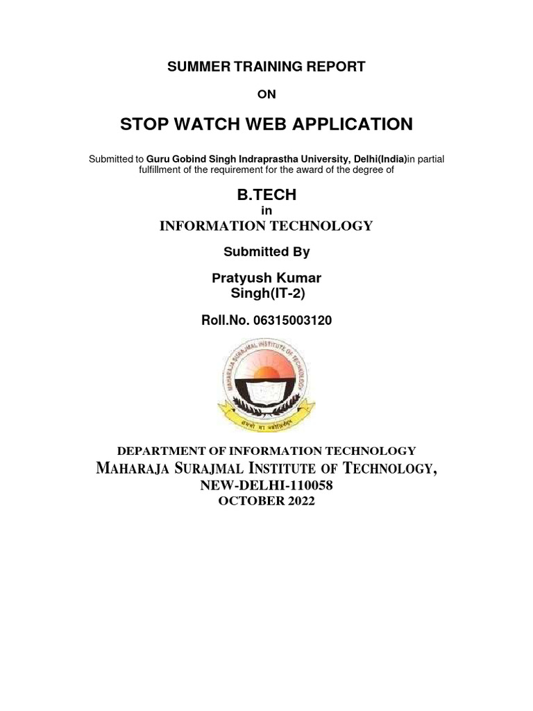 Summer Training Report on Web App Development | PDF | Html | Html Element