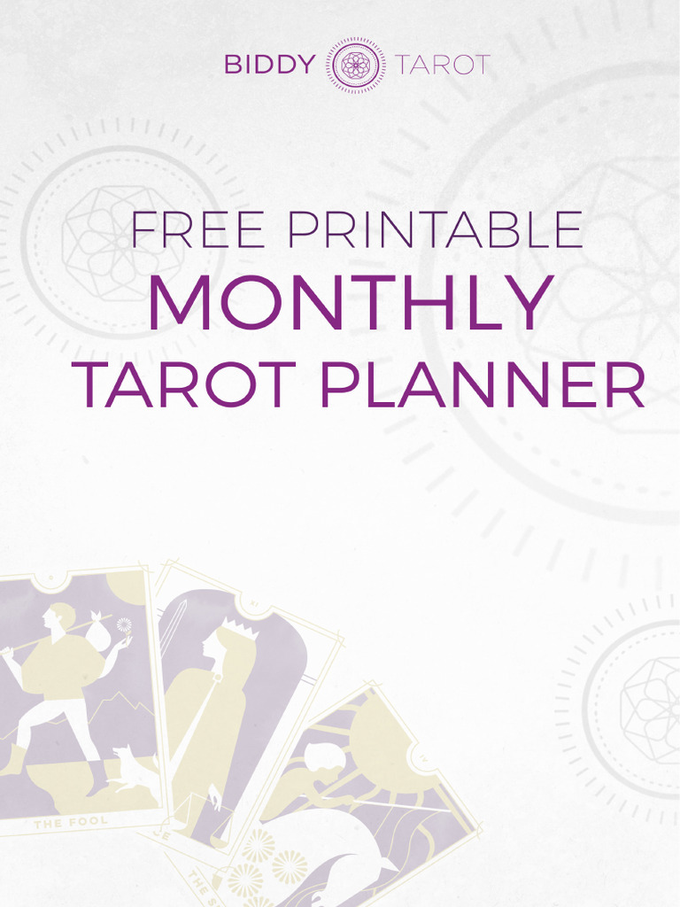 Free Printable Evergreen Monthly Tarot Planner EDT | PDF