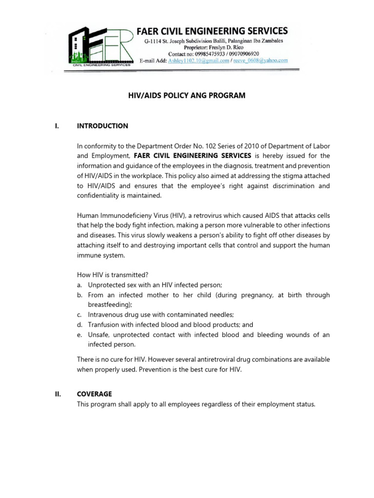 Hiv Aids Policy | PDF | Hiv/Aids | Medical Humanities