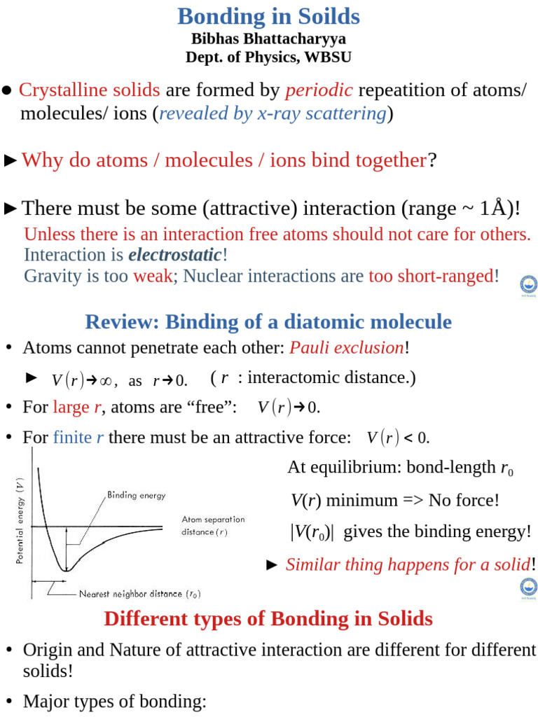 Bonding Types in Crystalline Solids | PDF | Chemical Bond | Ionic Bonding