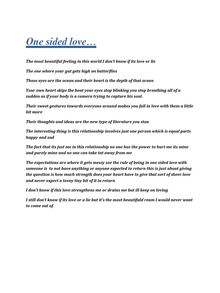 One-Sided Love: A Poetic Reflection | PDF | Self-Improvement | Poetry