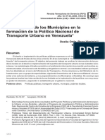 TP AC 2005 Participación de Los Municipios en La Formación de La Política Nacional de Transporte Urbano en Venezuela
