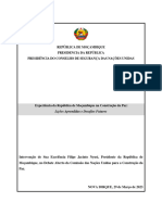 Intervenção Do PR No Debate Aberto Da Comissão Das NU para A Construção Da Paz-Experiência de Moçambique