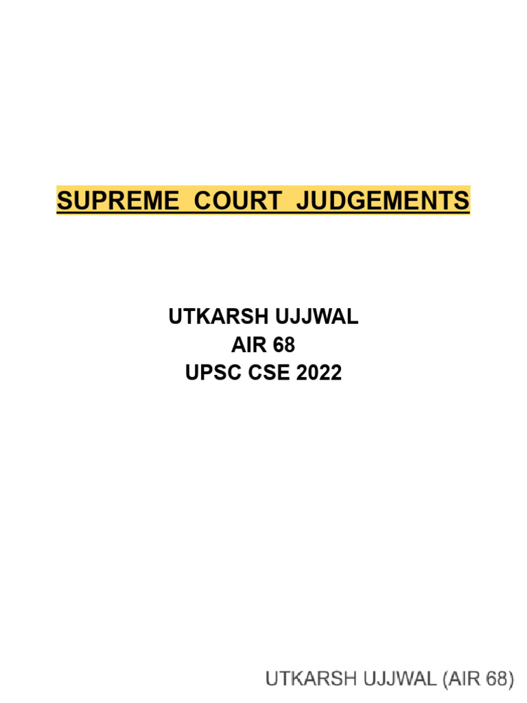 Supreme Court Judgements Pdf Public Law Justice