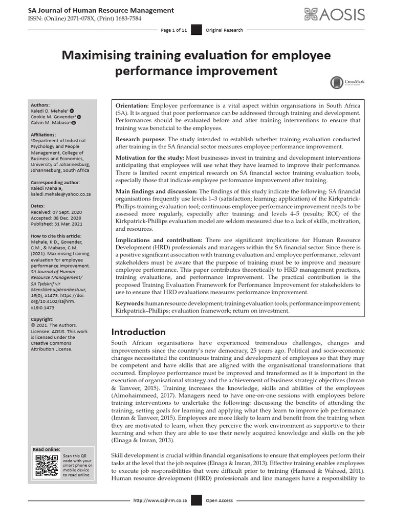 Maximising Training Evaluation For Employee Perfomance Improvement ...