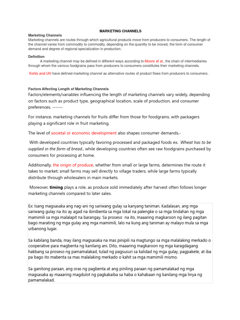 Understanding Agricultural Marketing Channels | PDF | Marketing ...