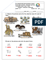 Nouns - Answer Key (Worksheet 1)