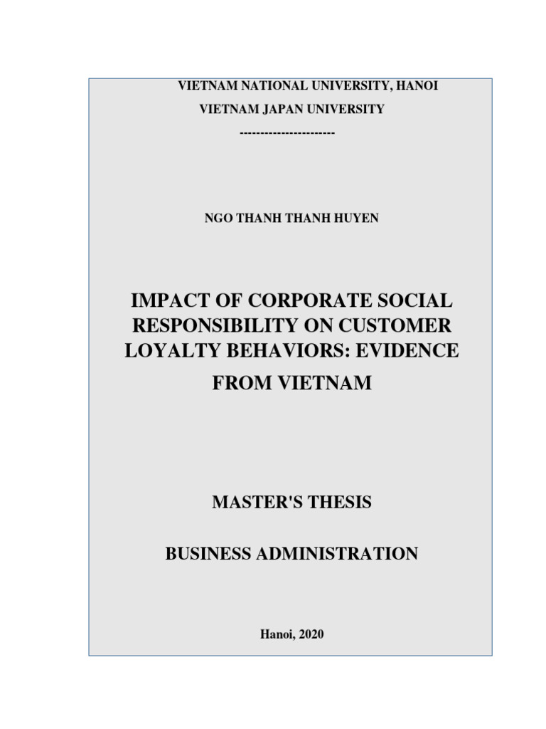 Impact of Corporate Social Responsibility On Customer Loyalty Behaviors ...