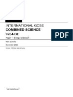 International Gcse Combined Science 9204 Biology Ext Mark Scheme Nov20