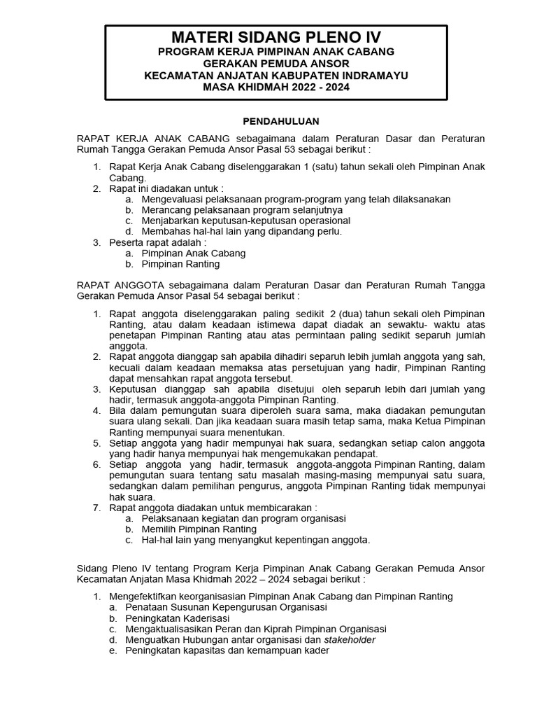 Program Kerja GP Ansor Anjatan 2022-2024 | PDF | Pengelolaan Keuangan ...