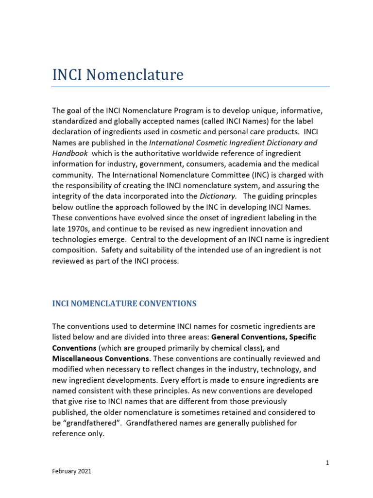 INCI Nomenclature Guidelines for Cosmetics | PDF | Polyethylene Glycol ...