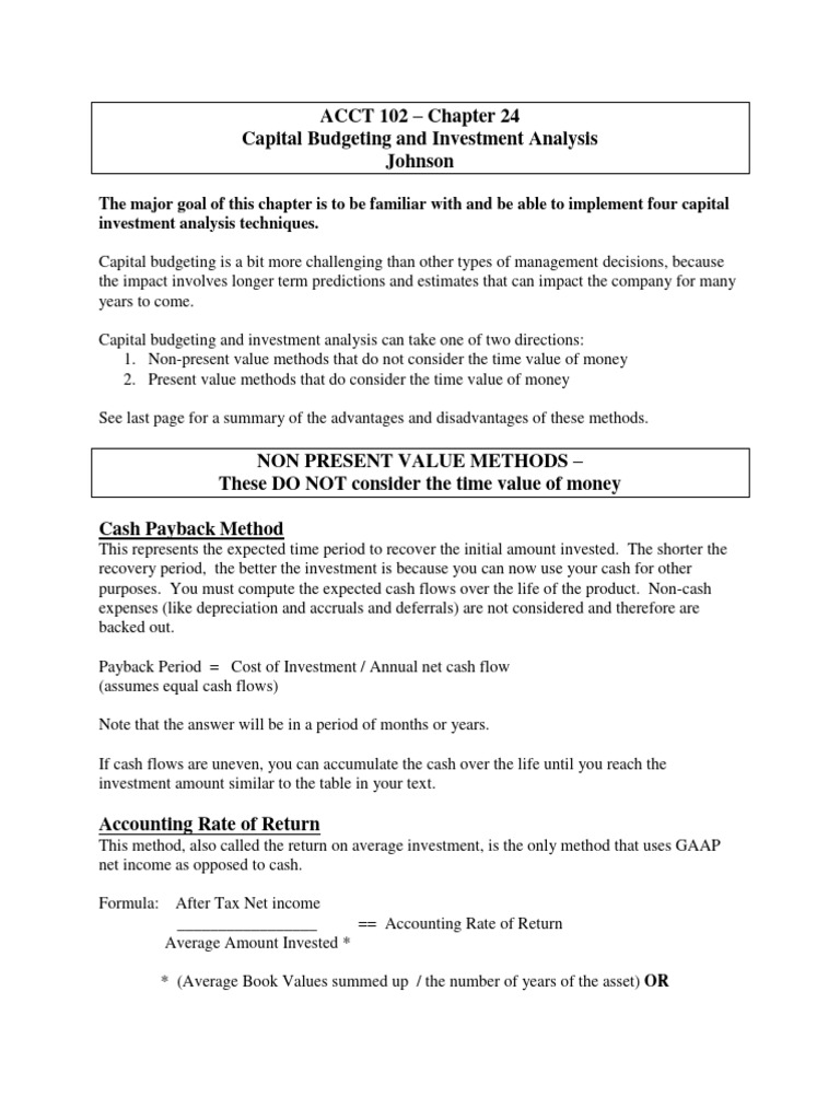 Capital Budgeting Techniques Explained | PDF | Net Present Value ...