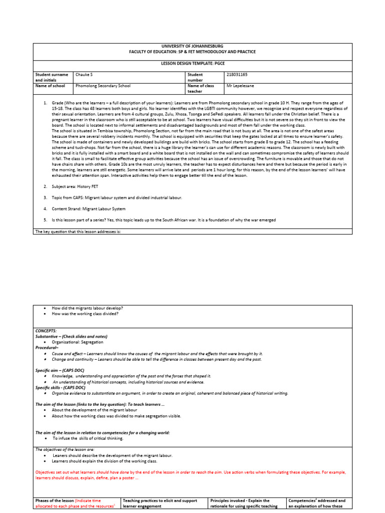 Lesson Plan Migrant Labour | PDF | Learning | Teachers