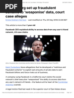 Zuckerberg Set Up Fraudulent Scheme To 'Weaponise' Data, Court Case Alleges - Technology - The Guardian
