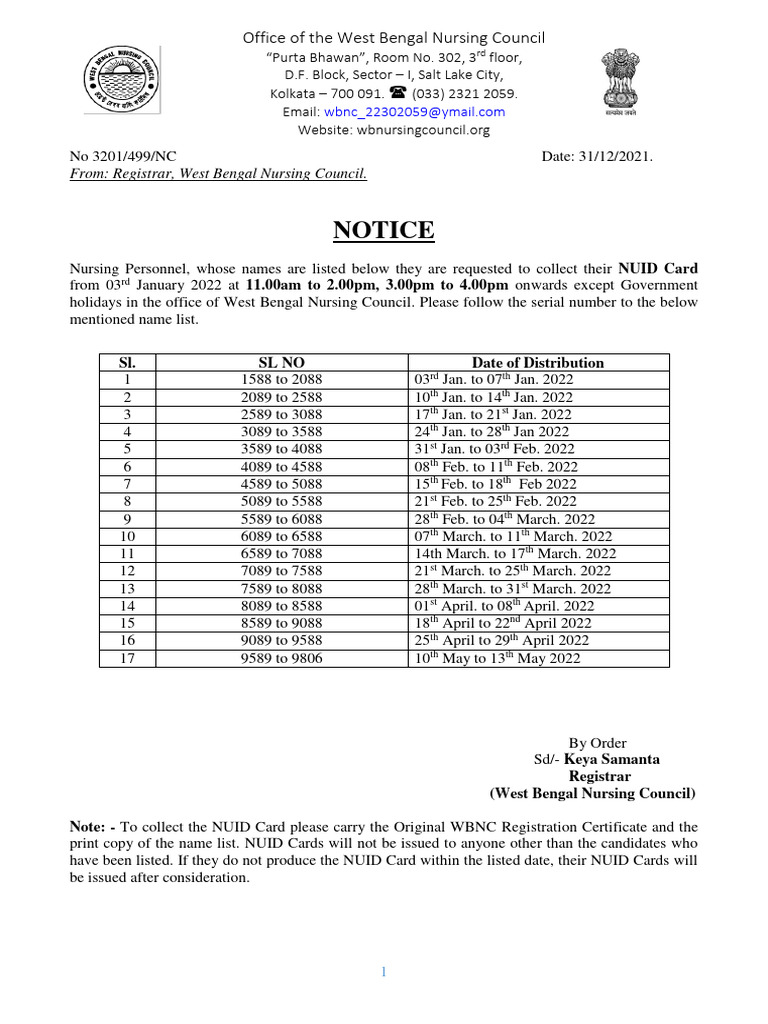 NUID Card Collection Notice 2022 | PDF