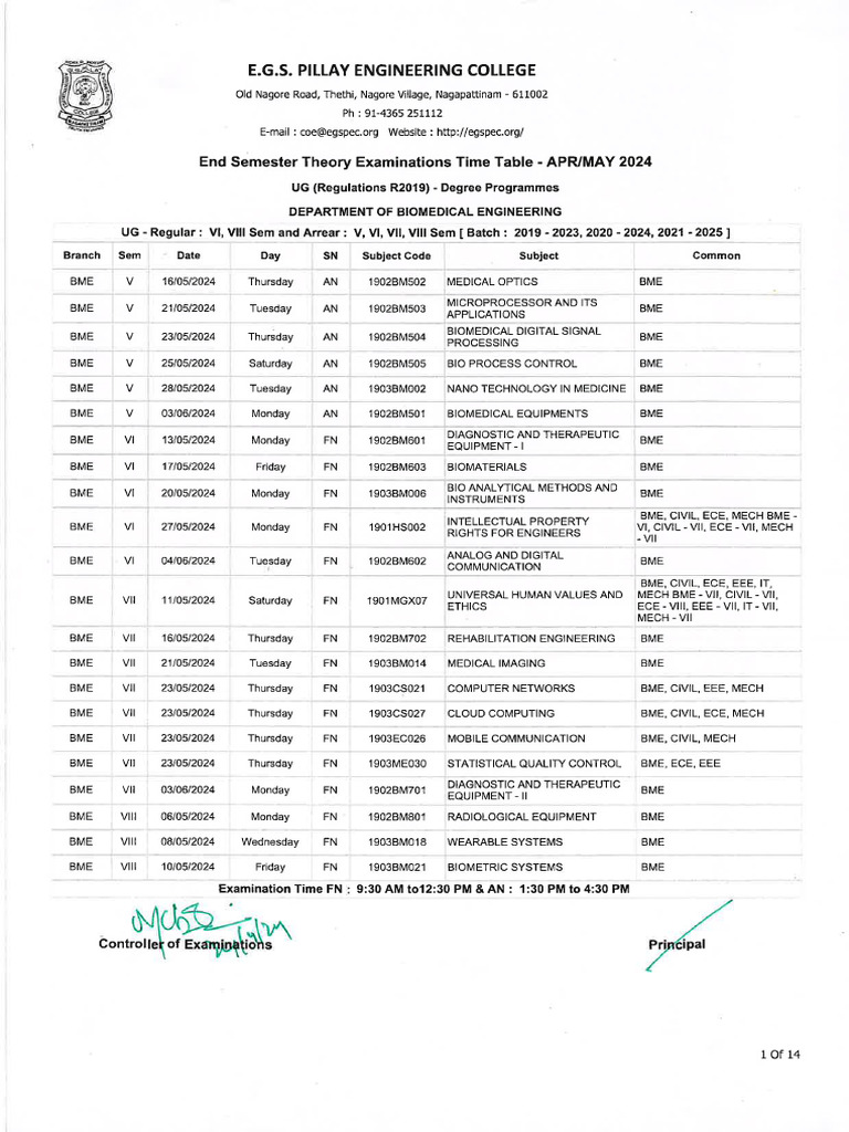 Ese Apr May 2024 Time Table | PDF