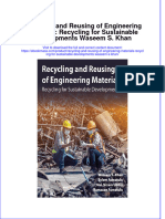 Read Online Textbook Recycling and Reusing of Engineering Materials Recycling For Sustainable Developments Waseem S Khan Ebook All Chapter PDF