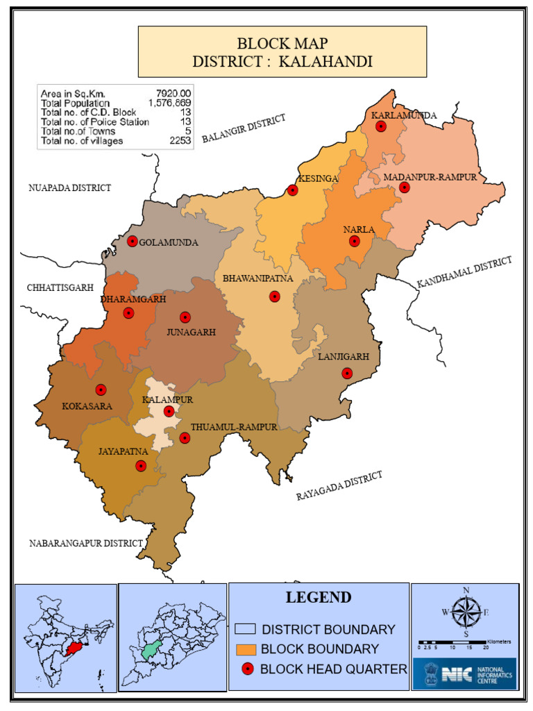 Kalahandi District Block Map Overview | PDF