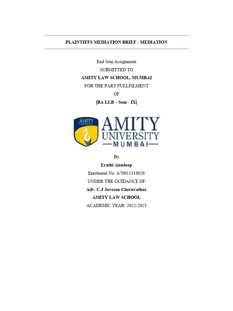 Plaintiff's Mediation Brief | PDF