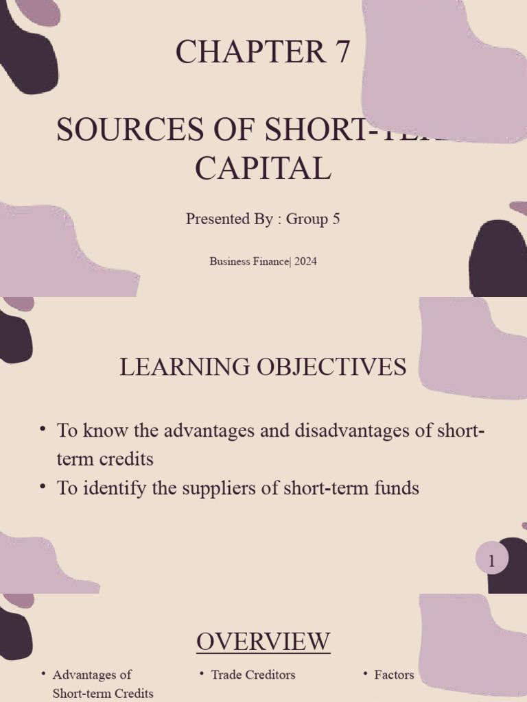 Sources of Short-Term Capital | PDF | Loans | Credit