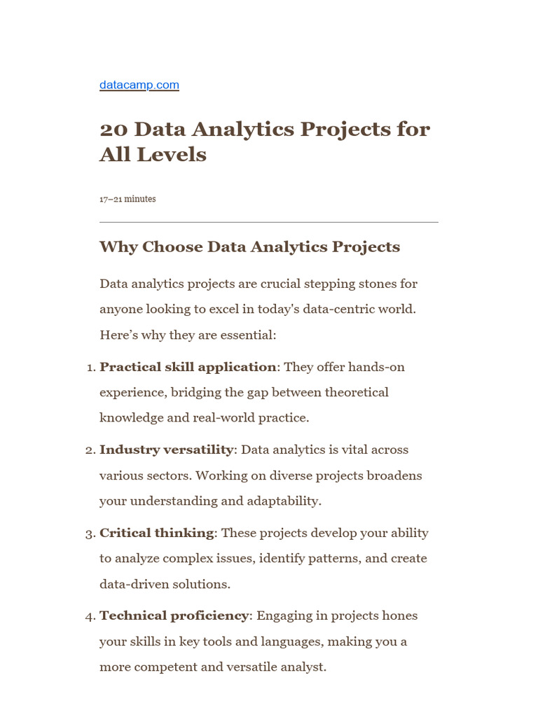 20 Data Analytics Projects Guide | PDF | Art | Computers