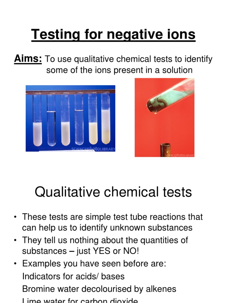 Testing for Negative Ions Precipitation (Chemistry) Carbonate