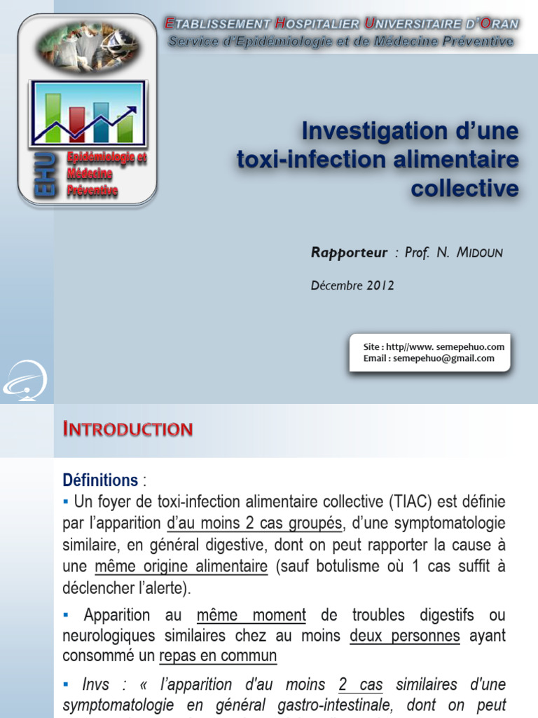 Toxi-infections alimentaires collectives : Analyse et prévention | PDF ...