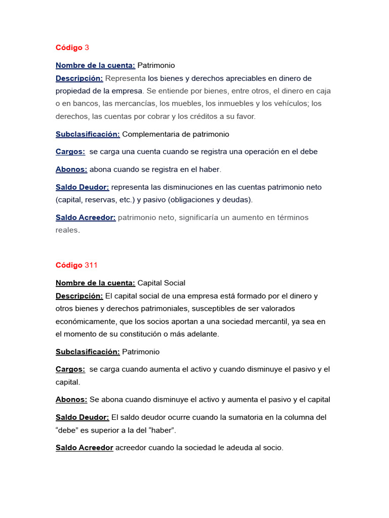 Cuentas Contables: Patrimonio y Resultados | PDF | Contabilidad ...
