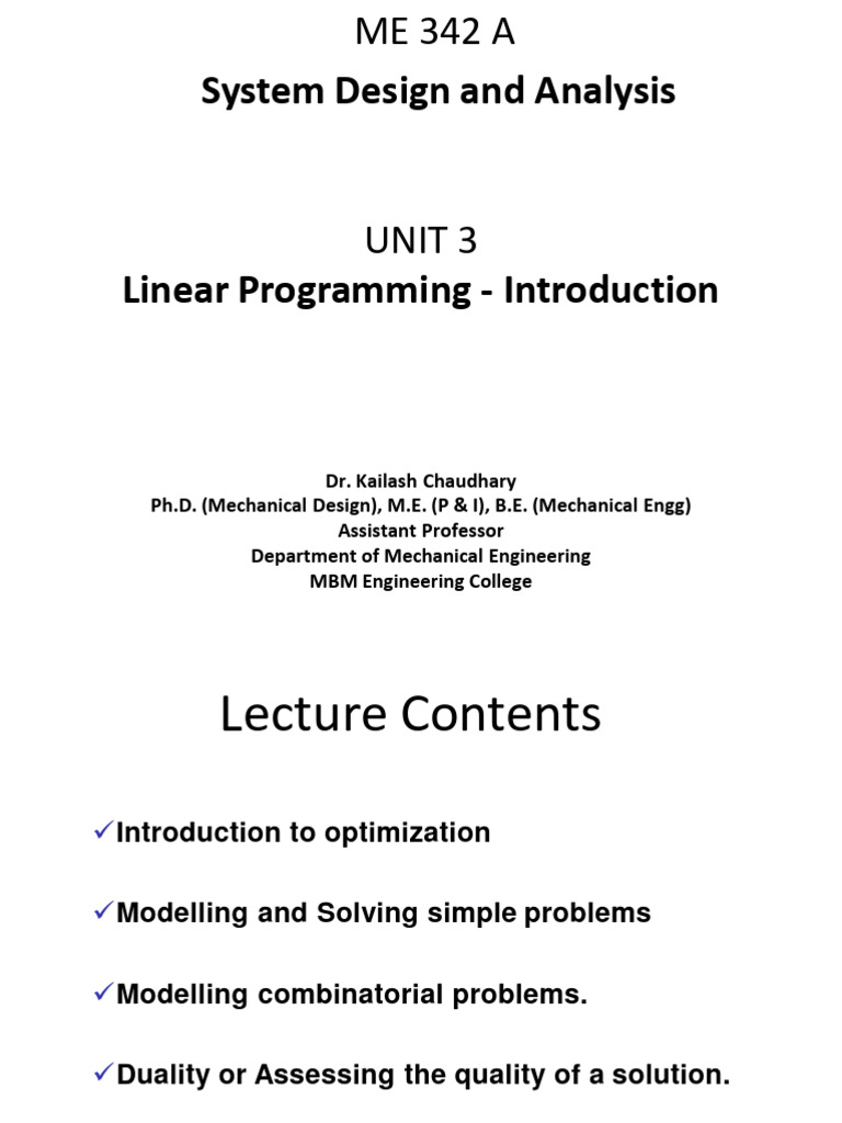 Lecture C - Linear Programming Unit 3 | PDF | Linear Programming ...