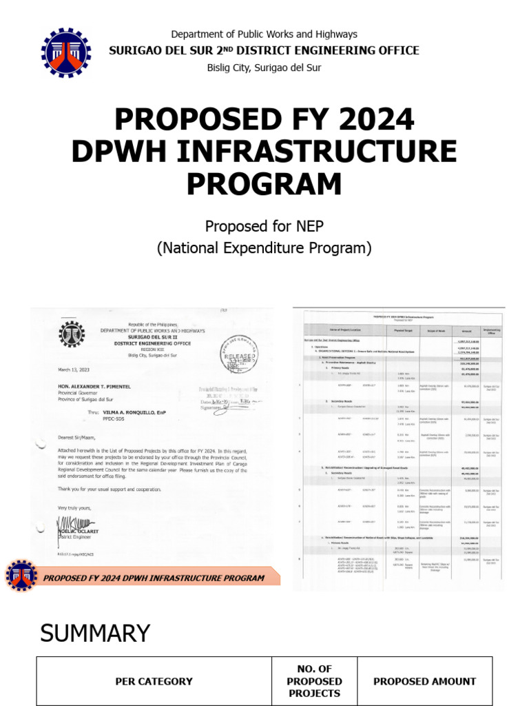 FY 2024 DPWH Infrastructure Program | PDF | Infrastructure | Road