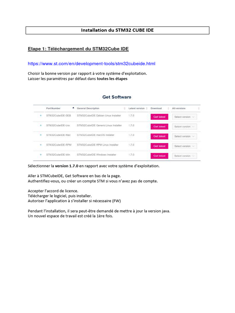 Guide d'installation STM32Cube IDE | PDF | Environnement de ...