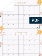 Calendario Mensual 2024 Minimalista Floral Blanco