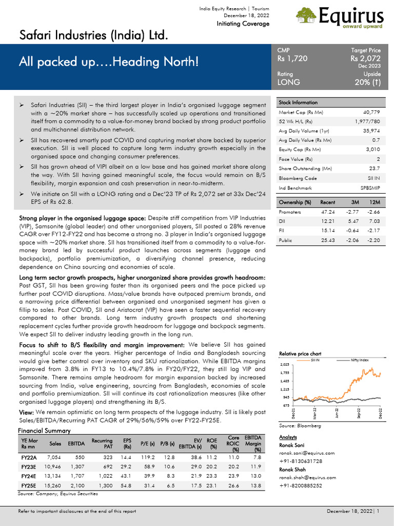 Equirus Securities - Initiating Coverage Note - SII - 18122022 | PDF ...