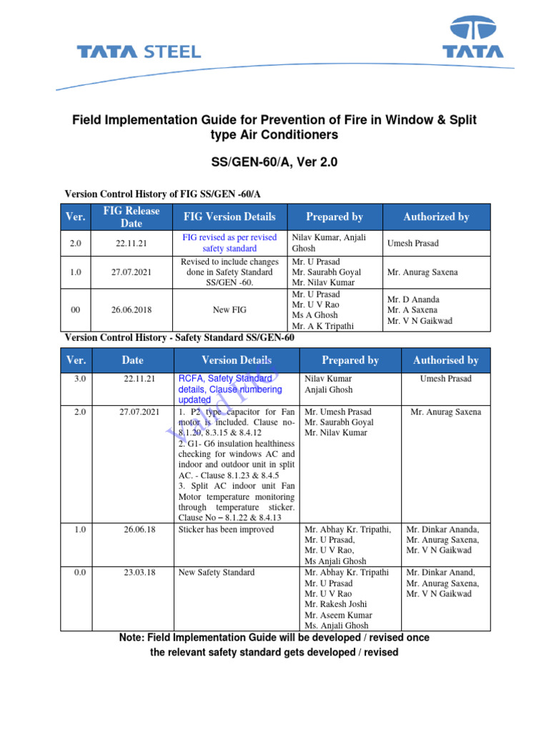 FIG AC Fire Prevention SS - GEN - 60 - A Ver 2.0 | PDF | Air ...