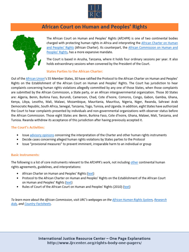 African Court On Human Right and Peoples' Rights | PDF | International ...
