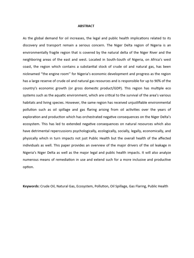 M o akpodono s final year project chapter 1 2 and 3 pdf oil spill