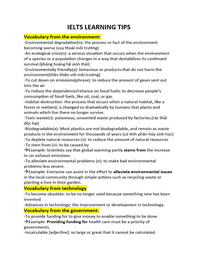 IELTS Writing Task 2: Key Vocabulary | PDF | Waste | Climate Change