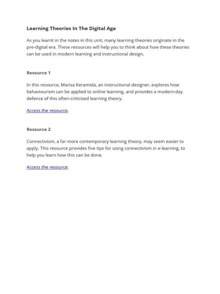 Modern Learning Theories Explained | PDF