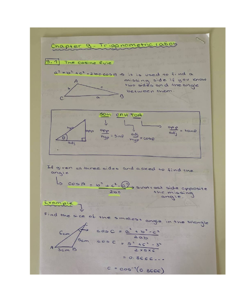 Chapter 9 - Pure Maths Notes | PDF